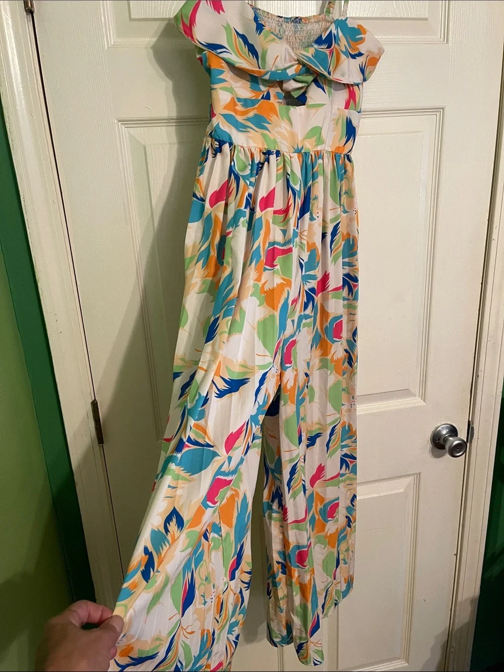 Wide-Leg Floral-Print Jumpsuit in Multi - Picture 1 of 7